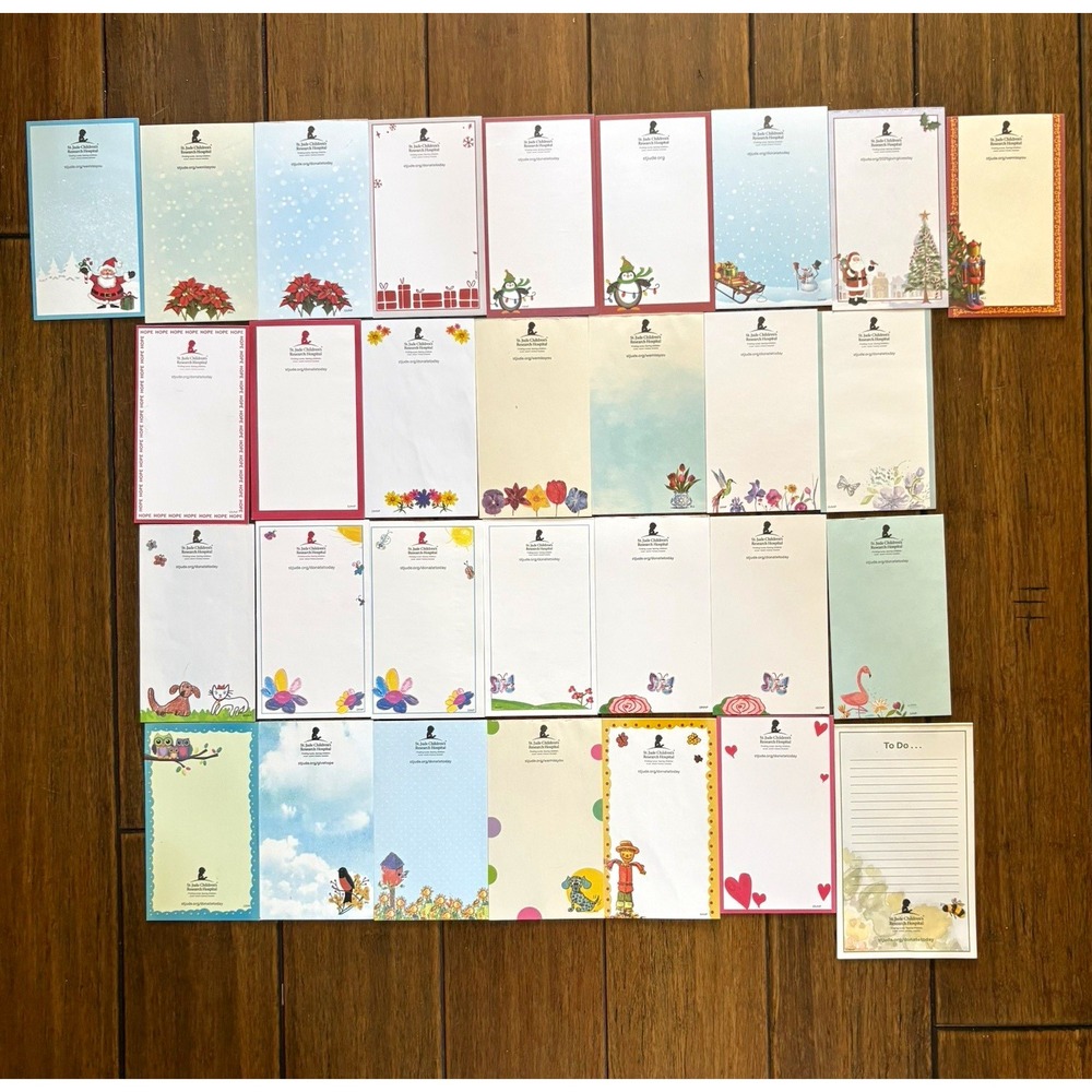 St Jude Notepad Lot of 30 Christmas Holiday Birds Flowers Butterflies Animals